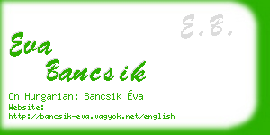 eva bancsik business card
